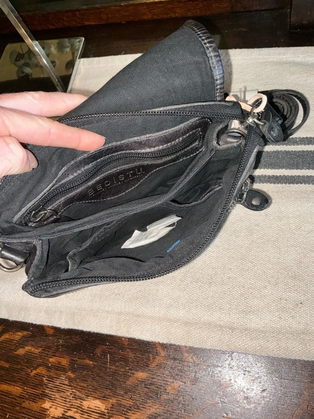 NWT Bed Stu Leather Ziggy Clutch Crossbody Belt Bag Black DD Retail $185